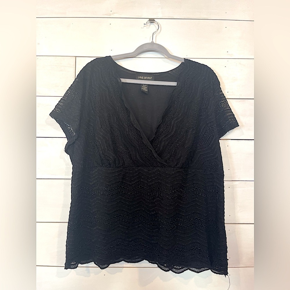 Cute Black and Lacy V-Neck Blouse